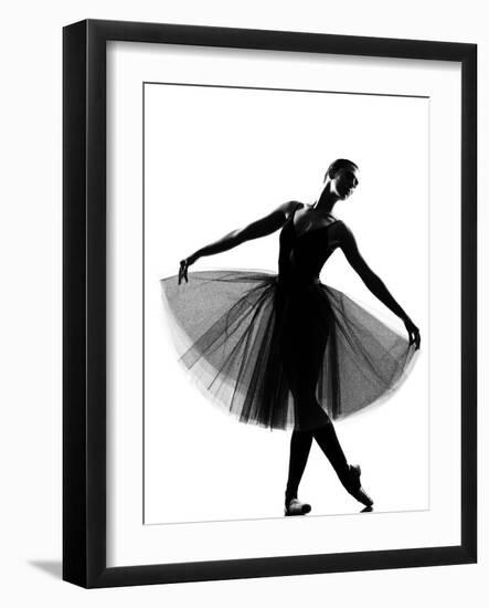 Beautiful Caucasian Tall Woman Ballet Dancer Standing Pose Full Length on Studio Isolated White Bac-OSTILL-Framed Photographic Print