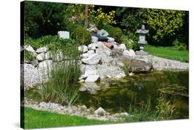 Beautiful Classical Garden Pond Surrounded by Grass.-Reinhold Leitner-Stretched Canvas