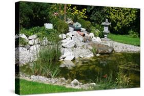 Beautiful Classical Garden Pond Surrounded by Grass.-Reinhold Leitner-Stretched Canvas