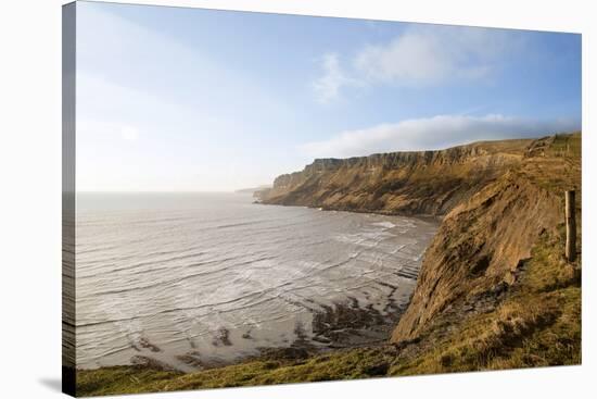 Beautiful Coastal Landscape at Sunrise with Cliffs and Misty Glow-Veneratio-Stretched Canvas