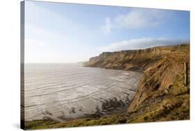 Beautiful Coastal Landscape at Sunrise with Cliffs and Misty Glow-Veneratio-Stretched Canvas
