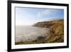 Beautiful Coastal Landscape at Sunrise with Cliffs and Misty Glow-Veneratio-Framed Photographic Print