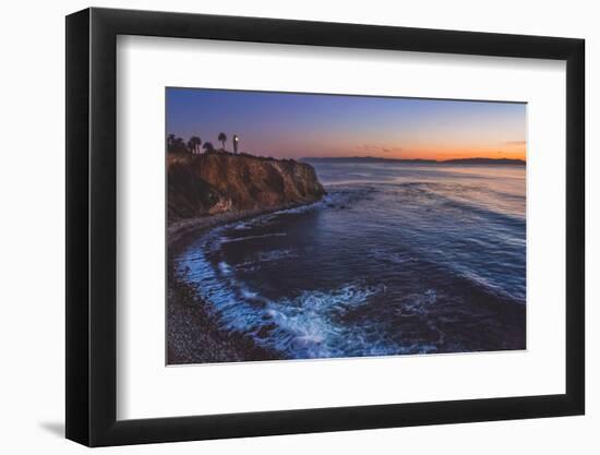 Beautiful Coastal View of Point Vicente Lighthouse atop the Steep Cliffs of Rancho Palos Verdes, Ca-focqus-Framed Photographic Print