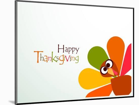 Beautiful, Colorful Cartoon of Turkey Bird for Happy Thanksgiving Celebration, Can Be Use as Flyer,-aispl-Mounted Art Print