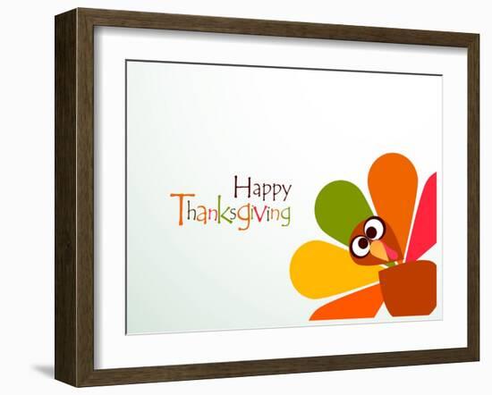 Beautiful, Colorful Cartoon of Turkey Bird for Happy Thanksgiving Celebration, Can Be Use as Flyer,-aispl-Framed Art Print