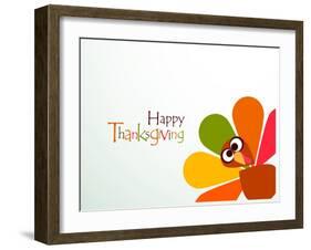 Beautiful, Colorful Cartoon of Turkey Bird for Happy Thanksgiving Celebration, Can Be Use as Flyer,-aispl-Framed Art Print