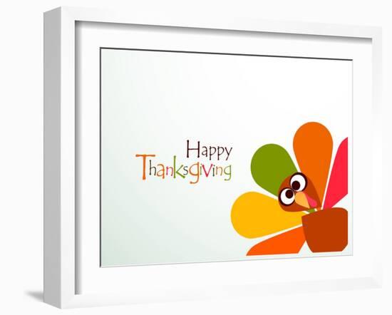 Beautiful, Colorful Cartoon of Turkey Bird for Happy Thanksgiving Celebration, Can Be Use as Flyer,-aispl-Framed Art Print