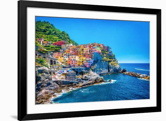 Beautiful Colorful Cityscape on the Mountains over Mediterranean Sea, Europe, Cinque Terre, Traditi-Anna Om-Framed Photographic Print