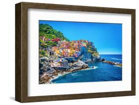 Beautiful Colorful Cityscape on the Mountains over Mediterranean Sea, Europe, Cinque Terre, Traditi-Anna Om-Framed Photographic Print