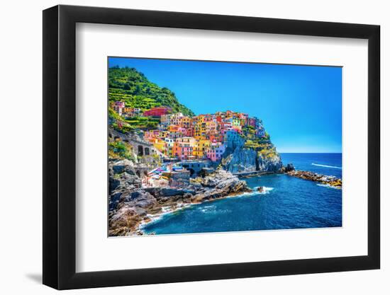 Beautiful Colorful Cityscape on the Mountains over Mediterranean Sea, Europe, Cinque Terre, Traditi-Anna Om-Framed Photographic Print