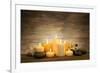 Beautiful Composition with Candles and Spa Stones on Wooden Background-Yastremska-Framed Photographic Print