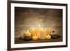 Beautiful Composition with Candles and Spa Stones on Wooden Background-Yastremska-Framed Photographic Print