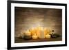 Beautiful Composition with Candles and Spa Stones on Wooden Background-Yastremska-Framed Photographic Print