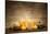 Beautiful Composition with Candles and Spa Stones on Wooden Background-Yastremska-Mounted Photographic Print