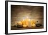 Beautiful Composition with Candles and Spa Stones on Wooden Background-Yastremska-Framed Photographic Print