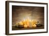 Beautiful Composition with Candles and Spa Stones on Wooden Background-Yastremska-Framed Photographic Print