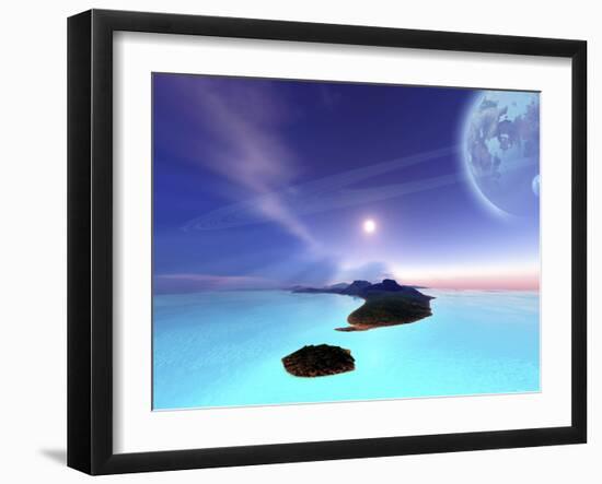 Beautiful Cosmic Seascape On An Alien World-Stocktrek Images-Framed Photographic Print