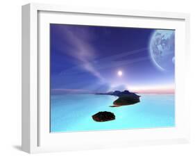 Beautiful Cosmic Seascape On An Alien World-Stocktrek Images-Framed Photographic Print