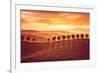 Beautiful Countryside Landscape, Amazing Orange Sunset over Golden Soil Hills, Beauty of Nature, Ag-Anna Omelchenko-Framed Photographic Print