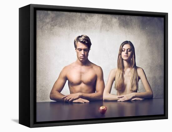Beautiful Couple with Apple in Front of Them-olly2-Framed Stretched Canvas