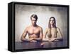 Beautiful Couple with Apple in Front of Them-olly2-Framed Stretched Canvas