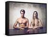 Beautiful Couple with Apple in Front of Them-olly2-Framed Stretched Canvas