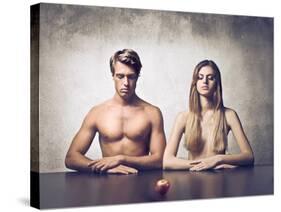 Beautiful Couple with Apple in Front of Them-olly2-Stretched Canvas