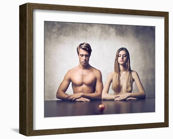 Beautiful Couple with Apple in Front of Them-olly2-Framed Photographic Print