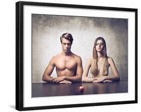 Beautiful Couple with Apple in Front of Them-olly2-Framed Photographic Print