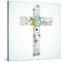 Beautiful Cross Made from Flowers-Alisa Foytik-Stretched Canvas