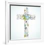 Beautiful Cross Made from Flowers-Alisa Foytik-Framed Art Print