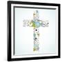 Beautiful Cross Made from Flowers-Alisa Foytik-Framed Art Print