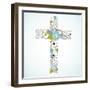 Beautiful Cross Made from Flowers-Alisa Foytik-Framed Art Print