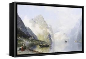 Beautiful Day on the Norwegian Fjord-George Rasmussen-Framed Stretched Canvas