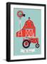 Beautiful Detailed Vector Poster or Web Banner Template on Old Farm with Classic Red Wooden Barn, W-Mascha Tace-Framed Art Print