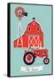 Beautiful Detailed Vector Poster or Web Banner Template on Old Farm with Classic Red Wooden Barn, W-Mascha Tace-Framed Stretched Canvas