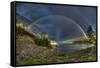 Beautiful Double Rainbow over Scenic Medicine Lake, Jasper National Park in the Canadian Rocky Moun-BGSmith-Framed Stretched Canvas