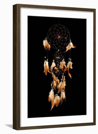 Beautiful Dream Catcher On Black Background-Yastremska-Framed Art Print