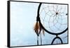 Beautiful Dream Catcher On Blue Background With Lights-Yastremska-Framed Stretched Canvas