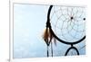 Beautiful Dream Catcher On Blue Background With Lights-Yastremska-Framed Art Print