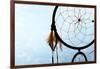 Beautiful Dream Catcher On Blue Background With Lights-Yastremska-Framed Art Print