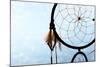 Beautiful Dream Catcher On Blue Background With Lights-Yastremska-Mounted Art Print