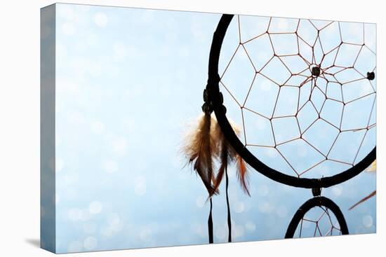 Beautiful Dream Catcher On Blue Background With Lights-Yastremska-Stretched Canvas