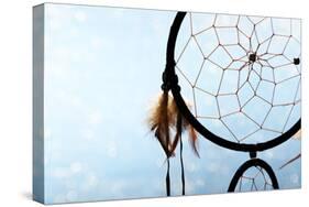 Beautiful Dream Catcher On Blue Background With Lights-Yastremska-Stretched Canvas