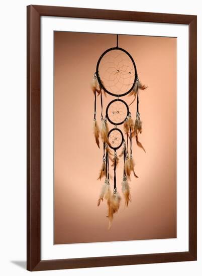 Beautiful Dream Catcher On Brown Background-Yastremska-Framed Art Print