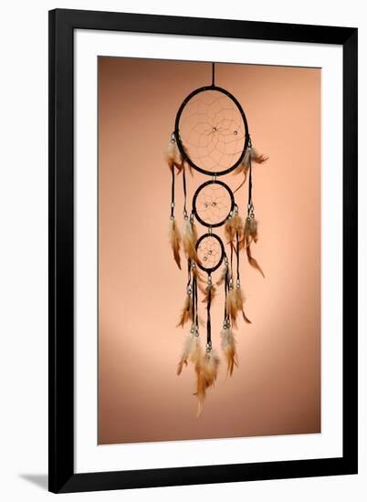 Beautiful Dream Catcher On Brown Background-Yastremska-Framed Art Print