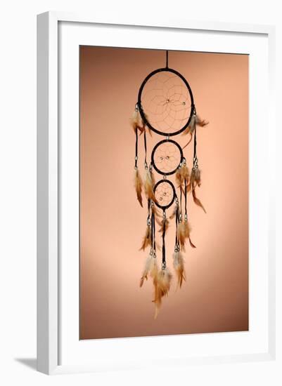 Beautiful Dream Catcher On Brown Background-Yastremska-Framed Art Print