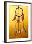 Beautiful Dream Catcher On Yellow Background With Lights-Yastremska-Framed Art Print