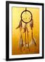 Beautiful Dream Catcher On Yellow Background With Lights-Yastremska-Framed Art Print