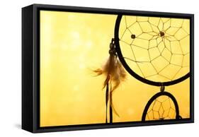 Beautiful Dream Catcher On Yellow Background-Yastremska-Framed Stretched Canvas